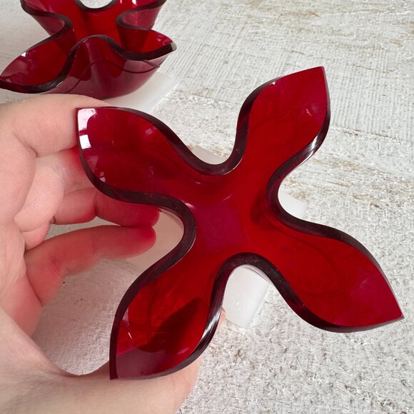 Vintage Red Hard Plastic Formed Candlestick Holders - Picture 6 of 11